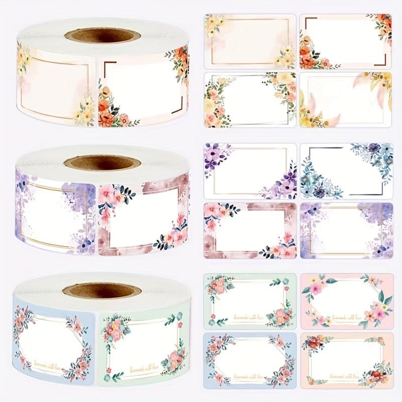 250pcs Flowers Name Labels Kitchen Blank Handwritten Date Stickers