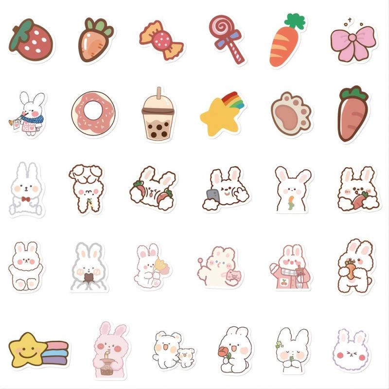 90pcs Bunny & Bear Cartoon Stickers Waterproof DIY Decorations