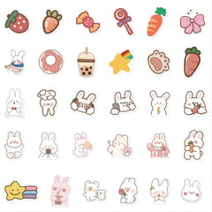 90pcs Bunny & Bear Cartoon Stickers Waterproof DIY Decorations
