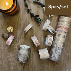 8 Roll Washi Tape Set for Crafting Scrapbooking