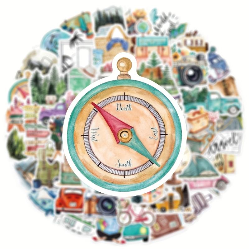 50Pcs Retro Travel Series Stickers Motorcycle Laptop Cup Waterproof Sticker