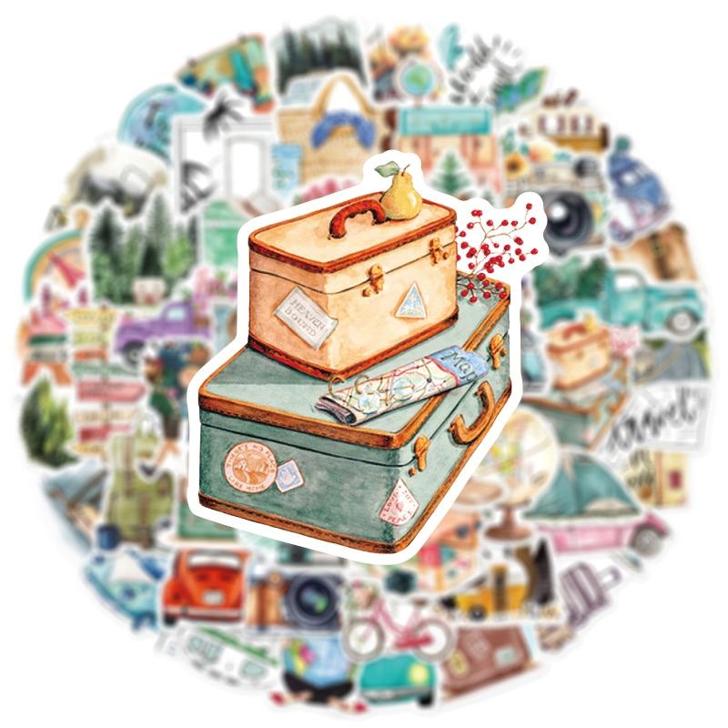 50Pcs Retro Travel Series Stickers Motorcycle Laptop Cup Waterproof Sticker