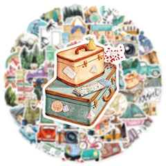 50Pcs Retro Travel Series Stickers Motorcycle Laptop Cup Waterproof Sticker