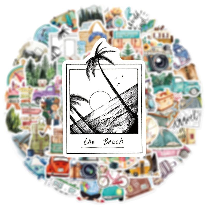 50Pcs Retro Travel Series Stickers Motorcycle Laptop Cup Waterproof Sticker