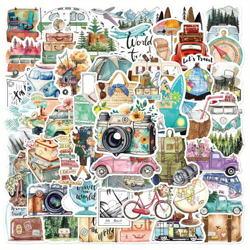 50Pcs Retro Travel Series Stickers Motorcycle Laptop Cup Waterproof Sticker