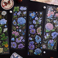 20 Sheets Transparent Flower Stickers For Scrapbooking PET Vintage Plants