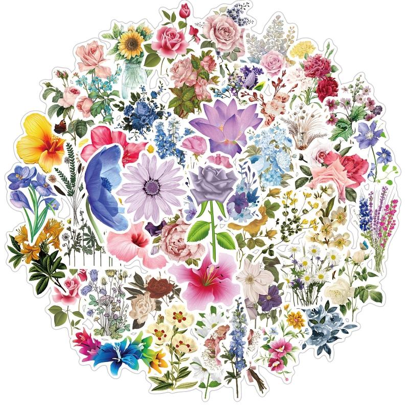50pcs Wind & Flower Graffiti Waterproof Stickers DIY Decor DIY Materials