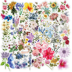 50pcs Wind & Flower Graffiti Waterproof Stickers DIY Decor DIY Materials