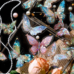 20pcs Ice Crystal PET Stereo Laser Sticker Pack Unbounded Butterfly Series