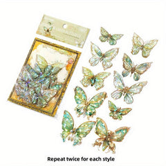 20pcs Ice Crystal PET Stereo Laser Sticker Pack Unbounded Butterfly Series