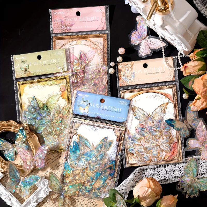 20pcs Ice Crystal PET Stereo Laser Sticker Pack Unbounded Butterfly Series