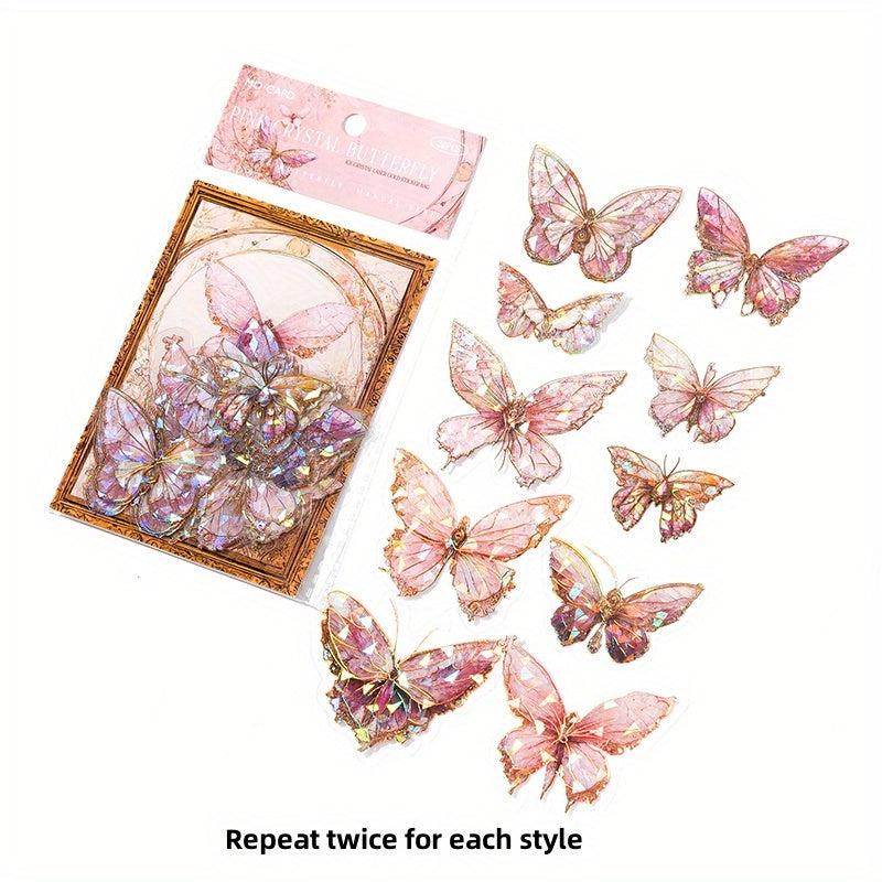 20pcs Ice Crystal PET Stereo Laser Sticker Pack Unbounded Butterfly Series