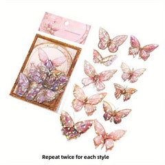 20pcs Ice Crystal PET Stereo Laser Sticker Pack Unbounded Butterfly Series