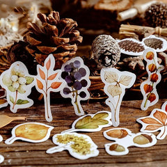 46pcs Fall Leaves Plant Paper Stickers for Scrapbooking & Journaling