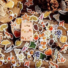 46pcs Fall Leaves Plant Paper Stickers for Scrapbooking & Journaling