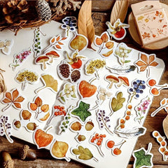 46pcs Fall Leaves Plant Paper Stickers for Scrapbooking & Journaling