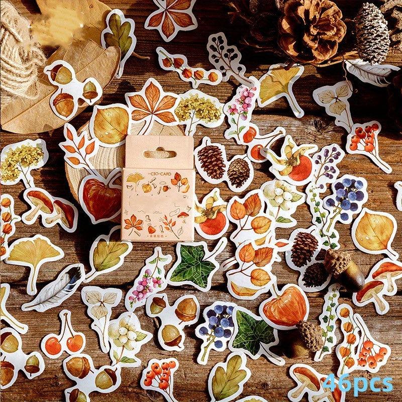 46pcs Fall Leaves Plant Paper Stickers for Scrapbooking & Journaling