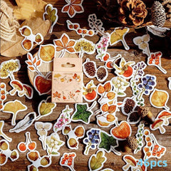 46pcs Fall Leaves Plant Paper Stickers for Scrapbooking & Journaling