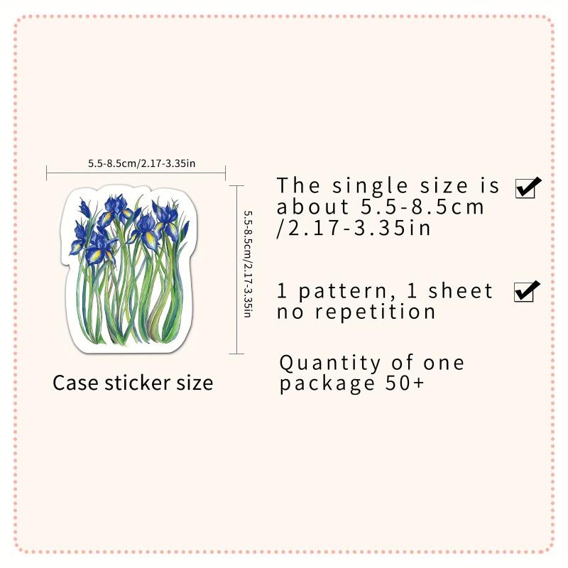 50pcs Flowers Pattern Waterproof Stickers Water Bottles Laptop Scrapbook Luggage