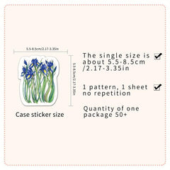 50pcs Flowers Pattern Waterproof Stickers Water Bottles Laptop Scrapbook Luggage