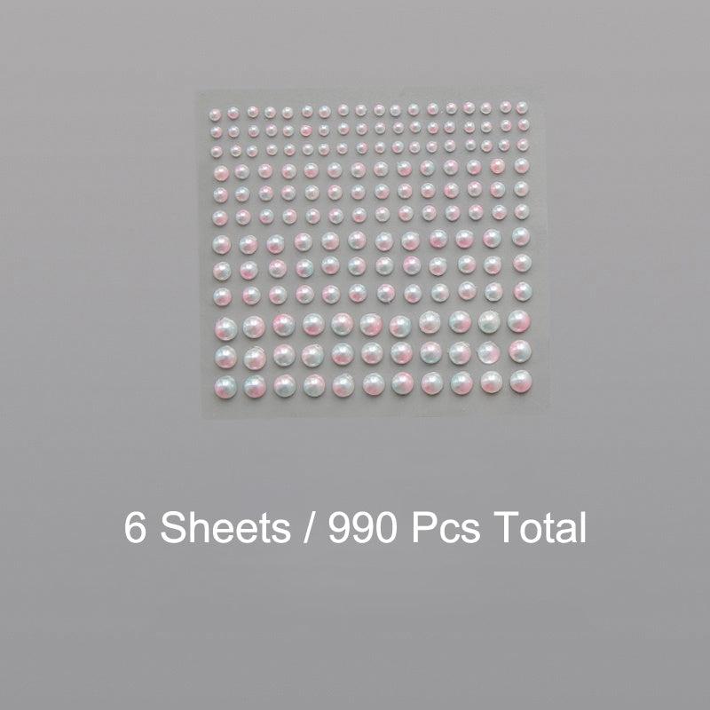990pcs Self Adhesive Pearl Stickers for Crafts Beauty Home Decor 3-6mm