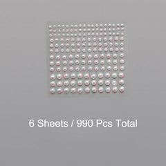 990pcs Self Adhesive Pearl Stickers for Crafts Beauty Home Decor 3-6mm
