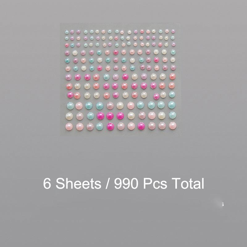 990pcs Self Adhesive Pearl Stickers for Crafts Beauty Home Decor 3-6mm