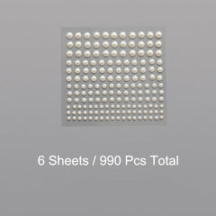 990pcs Self Adhesive Pearl Stickers for Crafts Beauty Home Decor 3-6mm