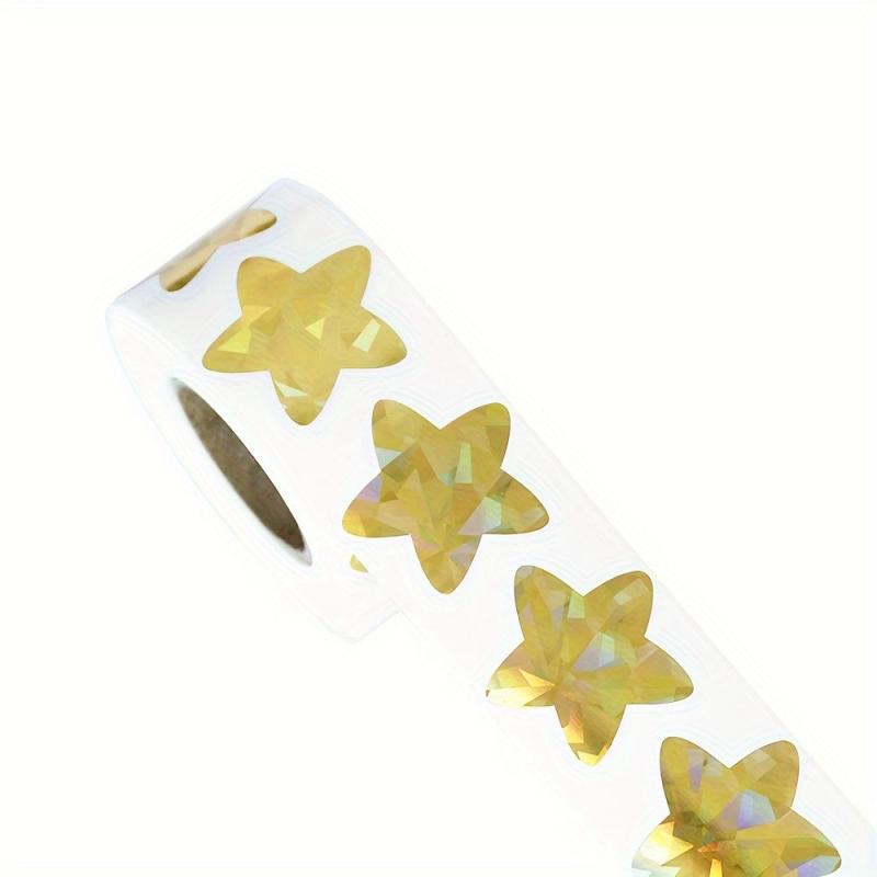 500Pcs Holographic Golden Star Stickers for Rewards, Foil Star Labels