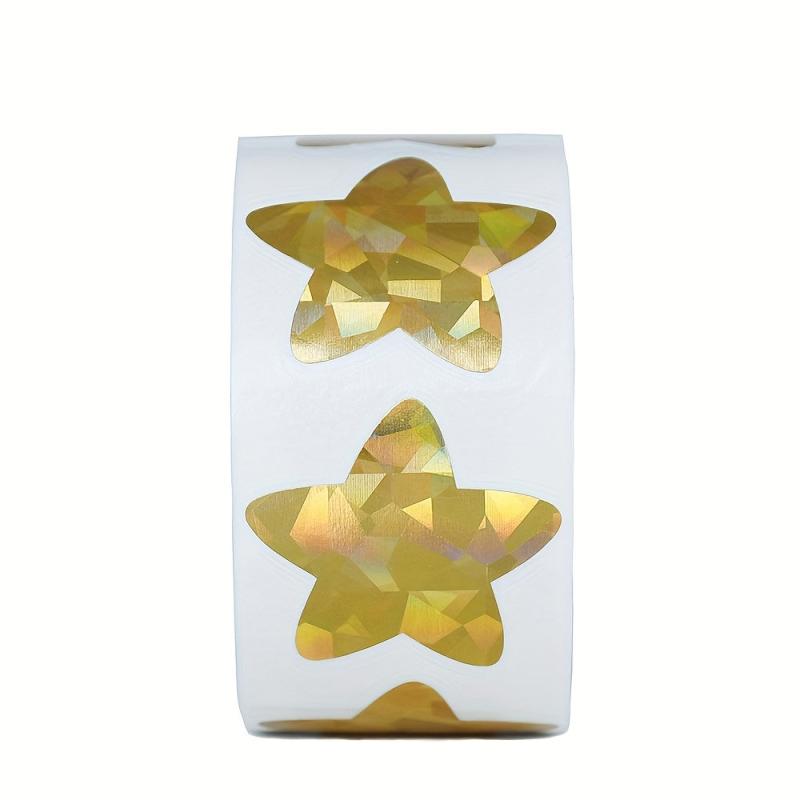 500Pcs Holographic Golden Star Stickers for Rewards, Foil Star Labels