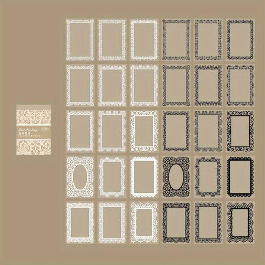 30pcs Lace Pattern Stickers Vintage DIY Craft Decoration Scrapbooking
