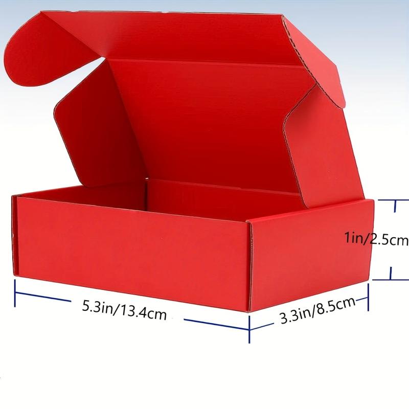 10-30pcs Red Small Mailer Boxes 13x8x2.54 cm - Corrugated Cardboard Box