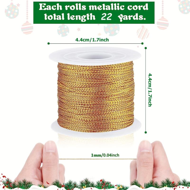 22 Yards Metallic Cord Tinsel Rope for Crafting Jewelry Wrapping Ribbons