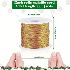 22 Yards Metallic Cord Tinsel Rope for Crafting Jewelry Wrapping Ribbons