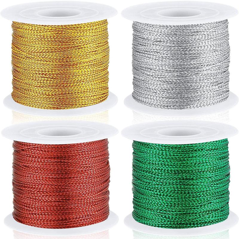 22 Yards Metallic Cord Tinsel Rope for Crafting Jewelry Wrapping Ribbons