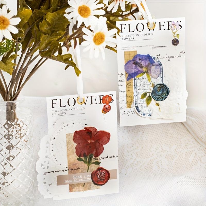 40pcs Dried Flower Collection PET Sticker Pack, Journal Decoration Material