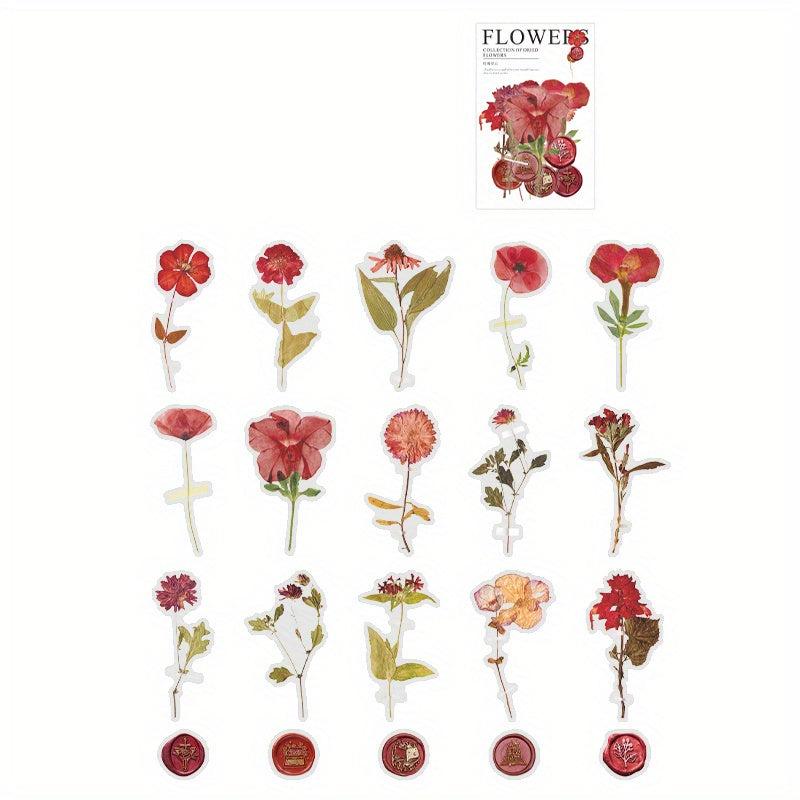 40pcs Dried Flower Collection PET Sticker Pack, Journal Decoration Material