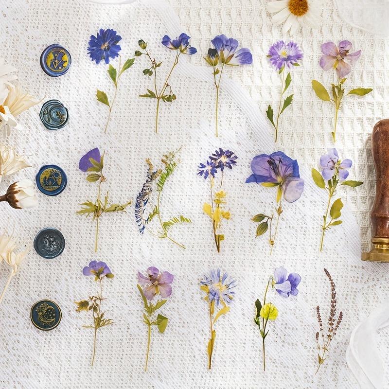 40pcs Dried Flower Collection PET Sticker Pack, Journal Decoration Material