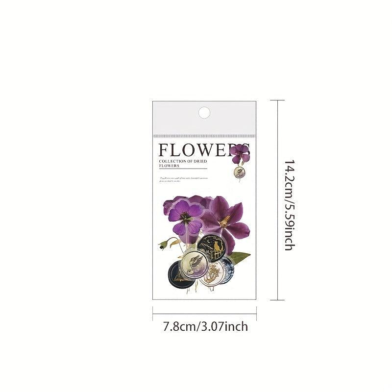 40pcs Dried Flower Collection PET Sticker Pack, Journal Decoration Material