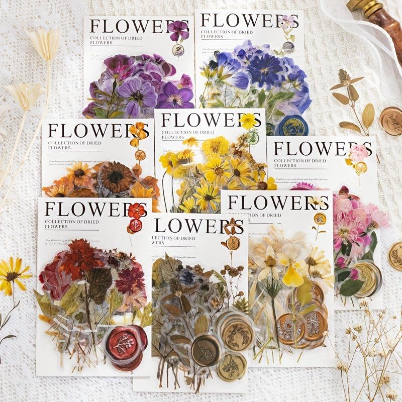 40pcs Dried Flower Collection PET Sticker Pack, Journal Decoration Material