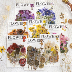 40pcs Dried Flower Collection PET Sticker Pack, Journal Decoration Material