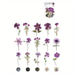 40pcs Dried Flower Collection PET Sticker Pack, Journal Decoration Material