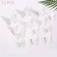 12pcs Golden 3D Butterfly Wall Decor - Wedding Decorations
