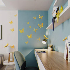 12pcs Golden 3D Butterfly Wall Decor - Wedding Decorations