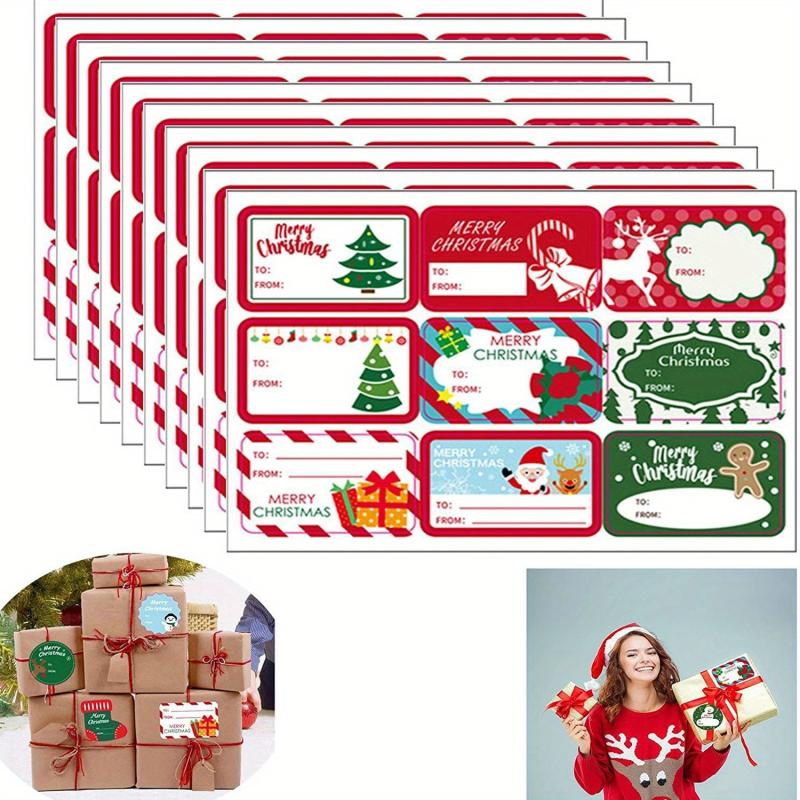 10pcs Christmas Holiday Gift Series Stickers Self-adhesive Labels