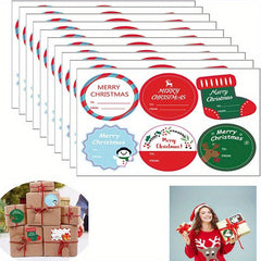 10pcs Christmas Holiday Gift Series Stickers Self-adhesive Labels