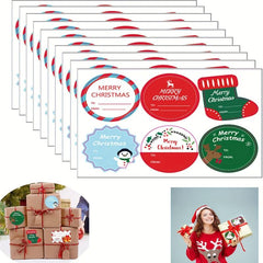 10pcs Christmas Holiday Gift Series Stickers Self-adhesive Labels