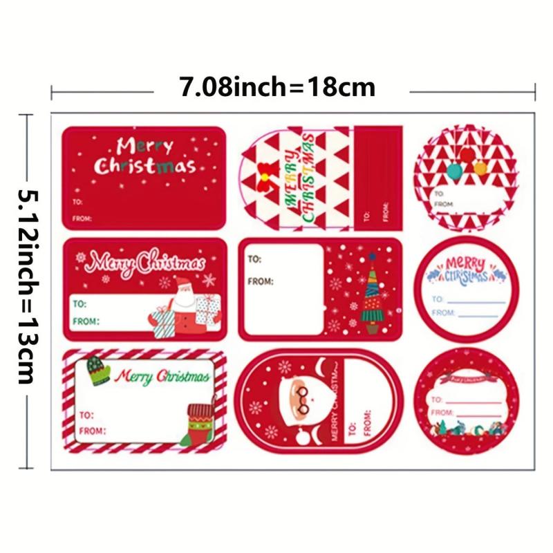 10pcs Christmas Holiday Gift Series Stickers Self-adhesive Labels