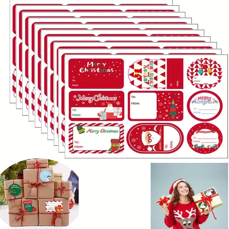 10pcs Christmas Holiday Gift Series Stickers Self-adhesive Labels