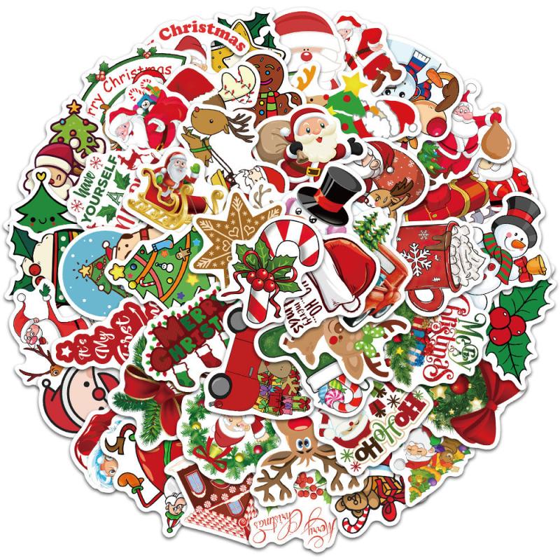50pcs Christmas Stickers for Water Bottles Laptops DIY Projects